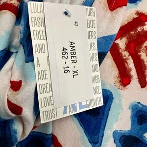 NWT LulaRoe Amber XL lightweight hoodie - Blue & Red